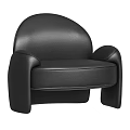 Stylish Black Leather Single Sofa With Modern Curved Backrest And Armrests 3d model