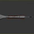 Vintage Metallic Weapon With Shiny Surface Wooden Grip Tubular Structure And Sights