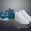 Fashionable Blue Casual Sneakers And White Grid Design Stylish Footwear For Trendy Look