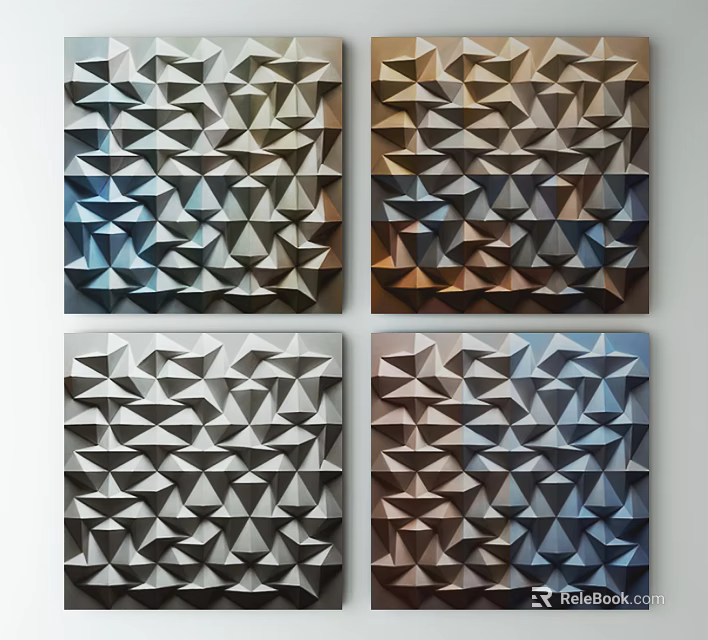 Geometric Pattern Decorative Panels With 3D Triangle Texture And Multiple Colors 3d model 