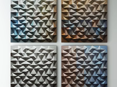 Geometric Pattern Decorative Panels With 3D Triangle Texture And Multiple Colors 3d model