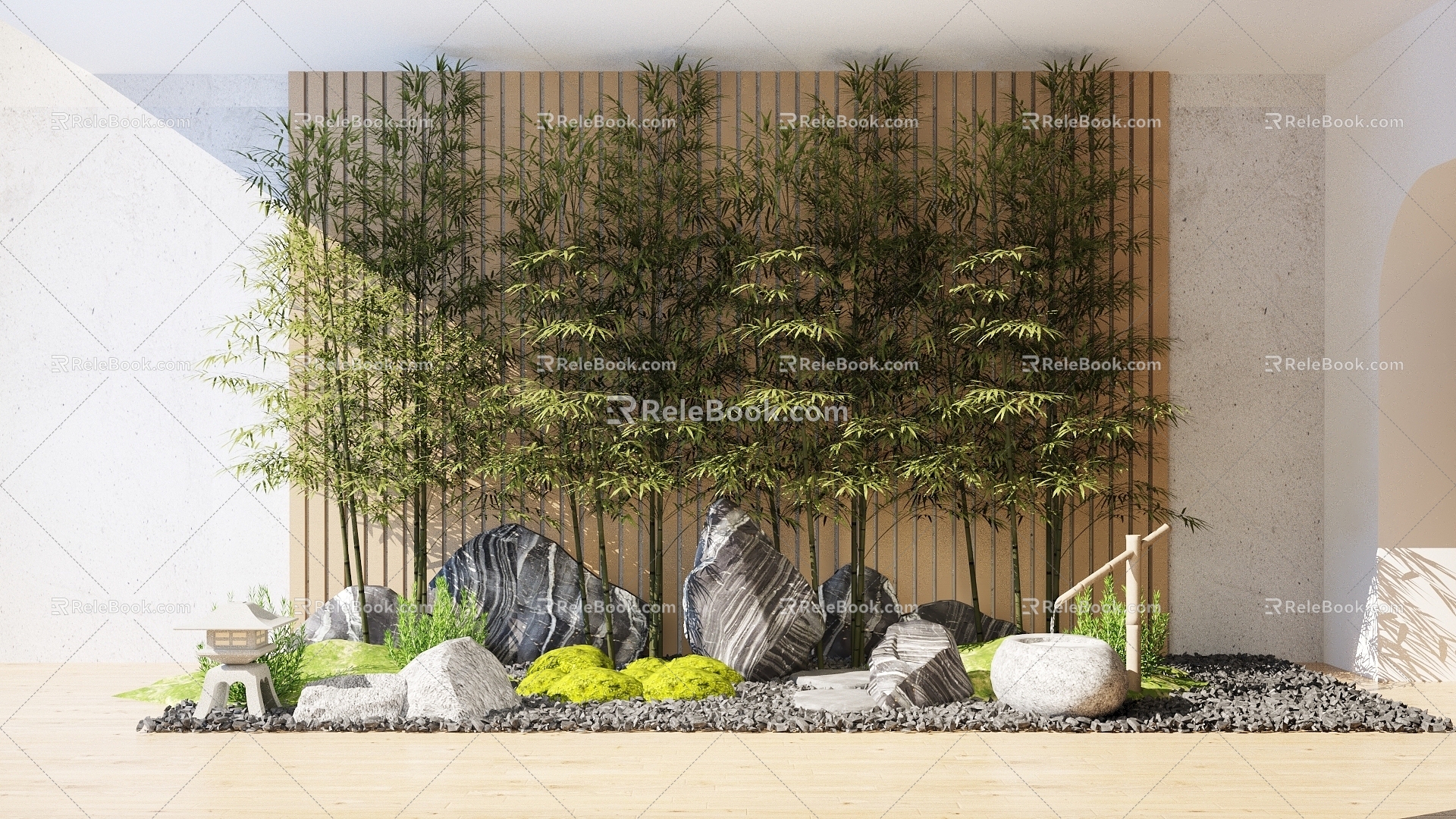 Gardening landscape sketch new Chinese style interior landscape courtyard landscape sketch garden 3d model