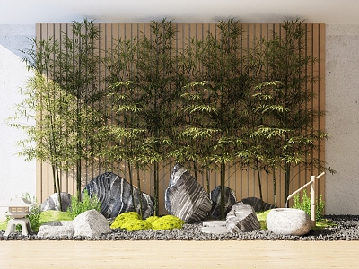 Gardening landscape sketch new Chinese style interior landscape courtyard landscape sketch garden 3d model