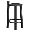 Light And Pink Wooden Bar Stools With Round Seat And Circular Rungs