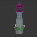 Stone Pillar Decorative Furniture With Black Lantern Top And Lattice Design