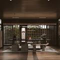 Modern Tea House Interior With Wooden Elements And Natural Light 3d model