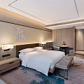 Modern Hotel Guest Room Interior With White Bed Nightstand Lighting And Carpet