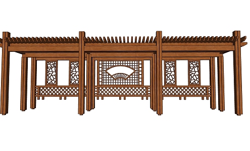 New Chinese style gallery frame steel wood structure 3d model