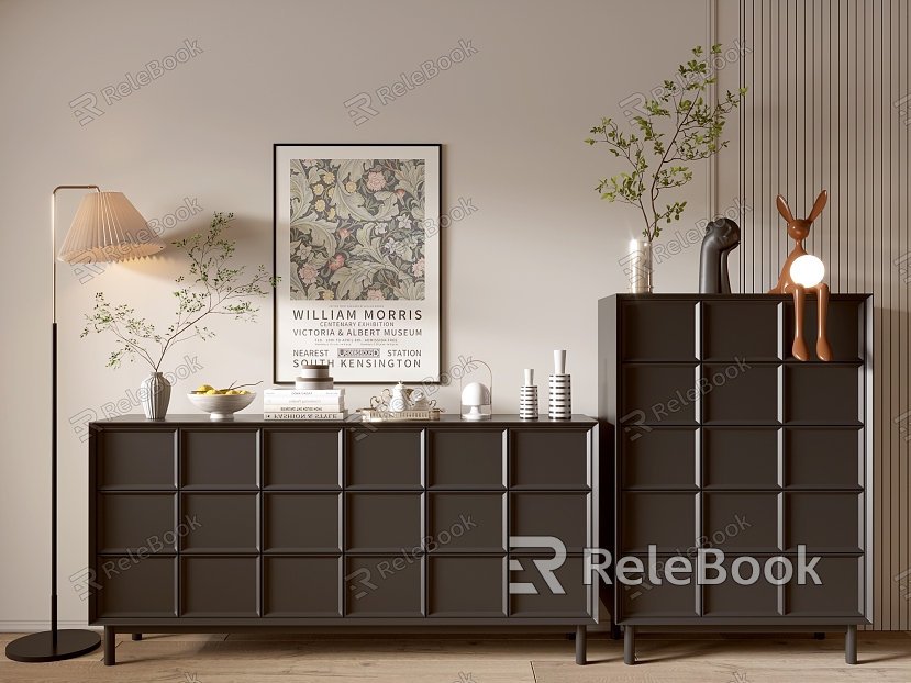 Modern Black Cabinet Whole Cabinet Sideboard Cabinet Balcony Cabinet Storage Cabinet Entrance Cabinet model