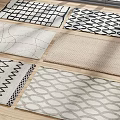 Square Rugs with Geometric Wave and Striped Patterns on Wooden Floor for Home Decor