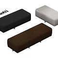 Minotti Modern Leather Ottoman in Black Gray Brown Colors Simple Design