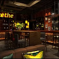 Rustic Bar Interior With Wooden Counter Wine Racks And Vintage Lighting Fixtures
