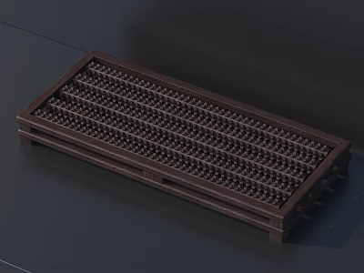 Traditional Dark Brown Wooden Abacus With Intricate Bead Structure On Flat Surface 3d model