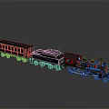 Detailed Vintage Steam Train Model with Black Red Locomotive and Passenger Carriages