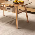 Modern Wooden Coffee Table In Living Room With Lemons Magazine And Vase