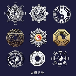 Taiji Bagua Heavenly Gan Earth Branch Yin Yang Five Elements Eight Ranks Figure Hollow Carving 3d model