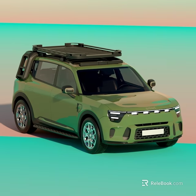 Green Off Road SUV With Roof Rack Modern Exterior And Stylish Design 3d model 