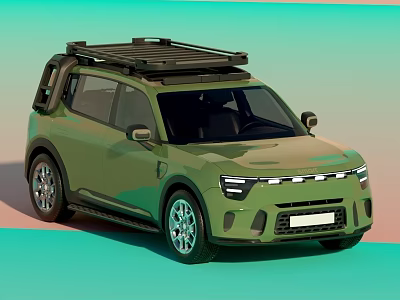 Green Off Road SUV With Roof Rack Modern Exterior And Stylish Design 3d model