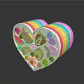 Heart Shaped Colorful Striped Food Art With Fruit And Flower Decorations