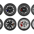Tires with Various Stylish Alloy Wheel Designs and Color Accents for Vehicles