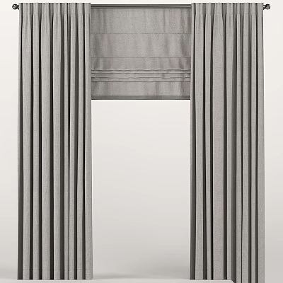 Gray Modern Curtains With Valance For Elegant Window Treatment In Home Decor 3d model
