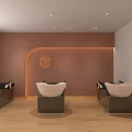 Elegant Beauty Hair Salon Interior With Wooden Wall Marble Reception Desk Mirrors And Salon Chairs