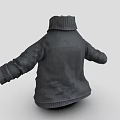 Dark Gray Ribbed Turtleneck Sweater With Long Sleeves And Loose Fit Design