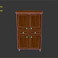 Classic Solid Wood Storage Cabinet With Double Doors Drawers And Four Legs