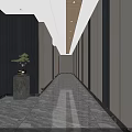 Elegant Tea House Interior With Marble Floor Wooden Counter Chandelier And Display Shelves
