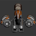 Advanced Astronautical Robot 3D Model With Orange Gray Mechanical Structure For Space Missions