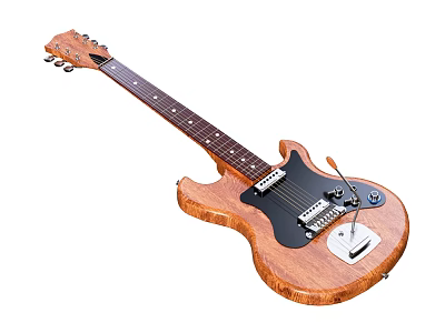 Handcrafted Wooden Electric Guitar With Natural Grain And Musical Instrument Design 3d model