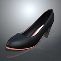 Stylish Black Leather High Heel Shoes With Pink Sole Edge And Stiletto Heel Design
