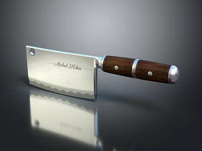 Premium Sharp Kitchen Knife With Wooden Handle And Stainless Steel Blade 3d model