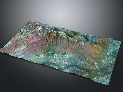 Detailed 3D Topographic Terrain Model With Mountainous Relief And Colorful Textures 3d model