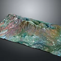 Detailed 3D Topographic Terrain Model With Mountainous Relief And Colorful Textures