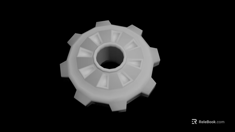 Intricate Carved White Wheel Featuring Radial Patterns And Central Hole 3d model 