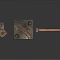 Old Rusted Vintage Metal Mechanical Parts Including Bolt Nut And Long Bar