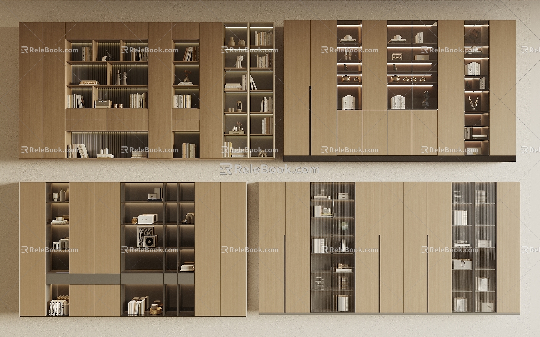 Modern Bookcase Locker 3d model