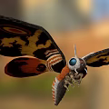 Colorful Moth With Detailed Eyes And Patterned Wings In Flight
