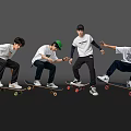Group Of Young Men Performing Skateboard Tricks In Casual Outfits