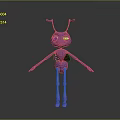 Purple Cartoon Ant Character With Green Eyes Long Antennae And Slender Limbs