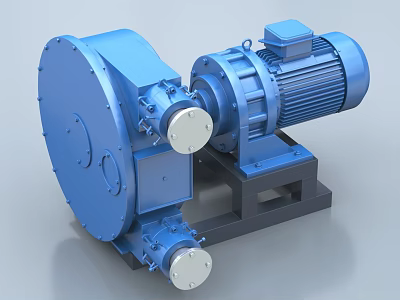 Heavy Duty Blue Industrial Equipment With Motor Pump And Mechanical Base Structure 3d model