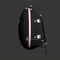 Black Round Daily Use Backpack With White Red Accents Multiple Straps And Secure Buckles