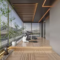 Modern Home Balcony Space With Wooden Deck Outdoor Chairs Round Rug And Potted Plants