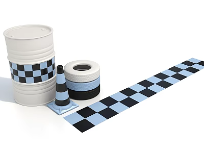 Modern oil barrel cone barrel tire roadblock racing element track gene net red DP 3d model