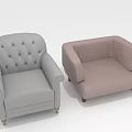Light Gray Tufted Single Sofa With Light Pink Rounded Armrest Design 3d model