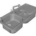 Stainless Steel Double Bowl Kitchen Sink With Modern Faucet And Drainer