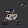 Mars Rover And Exploration Drone On Martian Surface For Scientific Mission 3d model