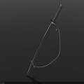 Traditional Japanese Katana Weapon With Black Scabbard Green Handle And Rope