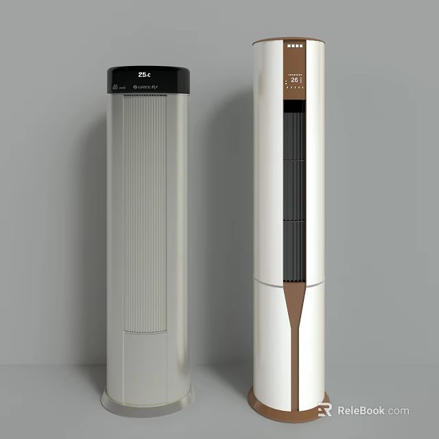 Modern Tower Air Conditioner Fan In Gray And White With Sleek Control Panel 3d model 